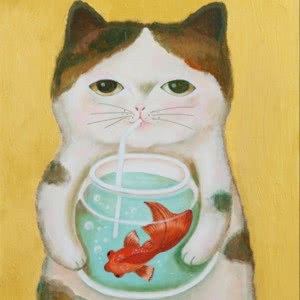 喝水的猫头像图片