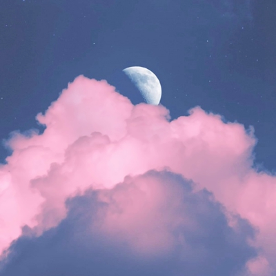 粉色系月亮云朵风景头像图片