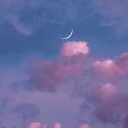 粉色系月亮云朵风景头像图片 微咸海风