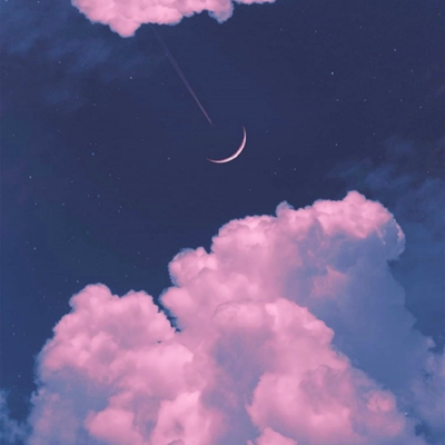 粉色系月亮云朵风景头像图片